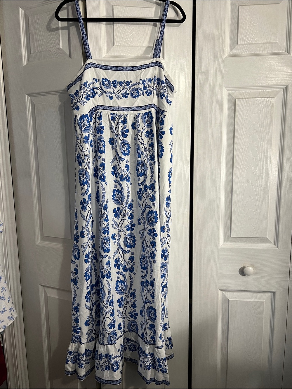 Calypso St. Barth White Sundress with Blue Floral Print